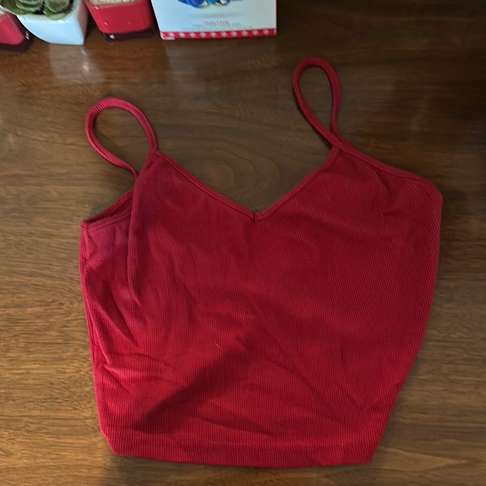 SHEIN Red Fitted Crop Camisole Sleeveless